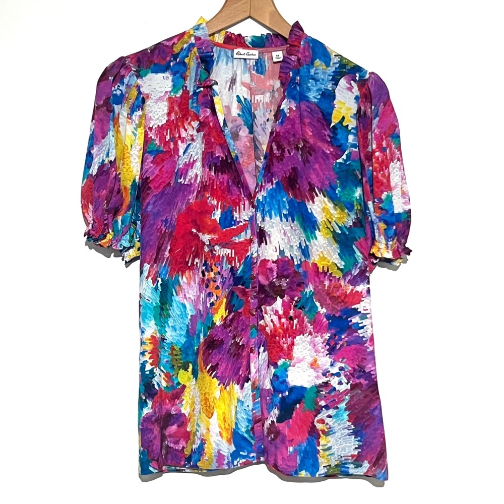 Robert Graham Multicolor Abstract Blouse